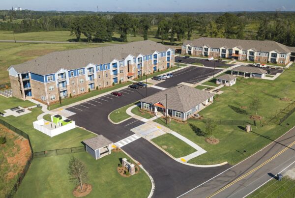 Aerial view of Kings Way Apartments senior living community in Valley, Alabama